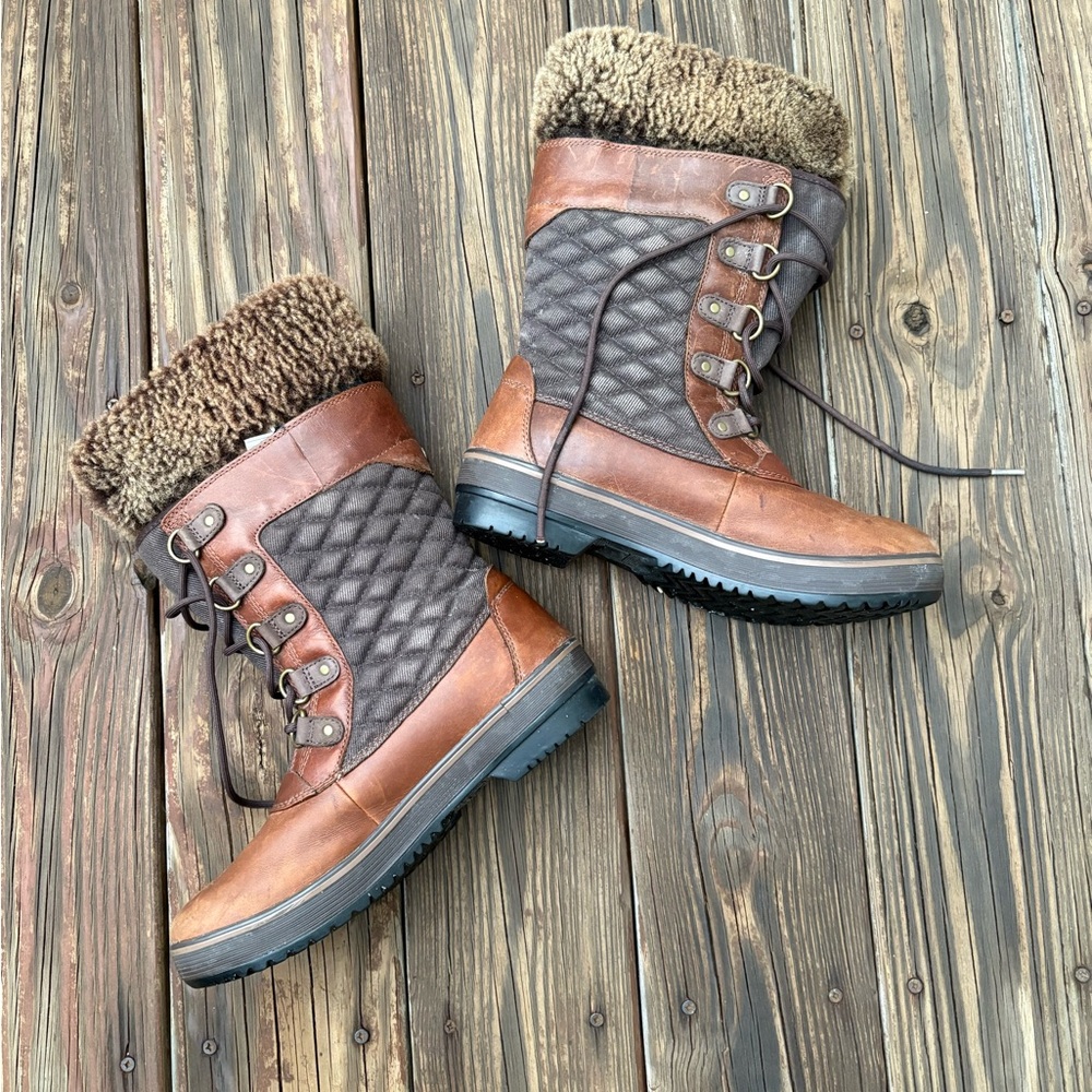 Ugg “Brynn” Brown And Gray Winter Snow Fur Trim B… - image 3